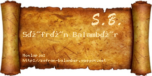 Sáfrán Balambér névjegykártya